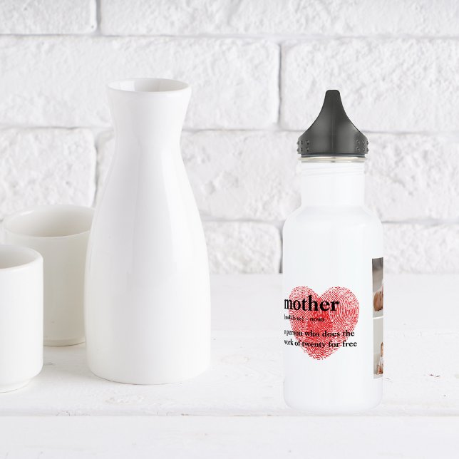 Modern Collage Photo & Red Heart Mother Gift 532 Ml Water Bottle (Creator Uploaded)