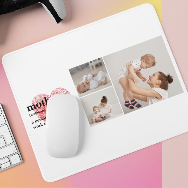 Modern Collage Photo & Red Heart Mother Gift Mouse Mat (Creator Uploaded)