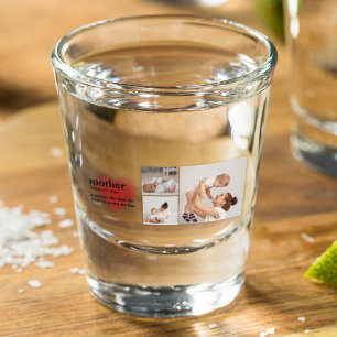 Modern Collage Photo & Red Heart Mother Gift Shot Glass