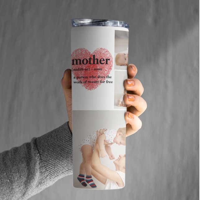 Modern Collage Photo & Red Heart Mother Gift Thermal Tumbler (Creator Uploaded)