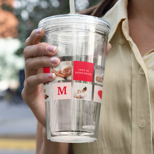 Modern Collage Photo Red & Pink Best Mum Ever Gift Acrylic Tumbler