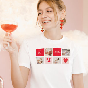 Modern Collage Photo Red & Pink Best Mum Ever Gift T-Shirt