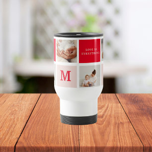 Modern Collage Photo Red & Pink Best Mum Ever Gift Travel Mug