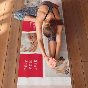 Modern Collage Photo Red & Pink Best Mum Ever Gift Yoga Mat
