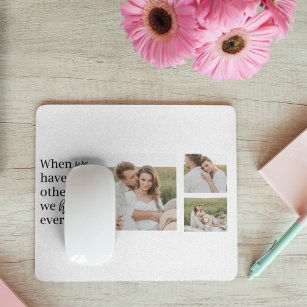 Modern Collage  Photo Romantic Couple Quote Gift Mouse Mat
