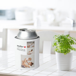 Modern Collage Photo & Text Red Heart Mother Gift Can Cooler