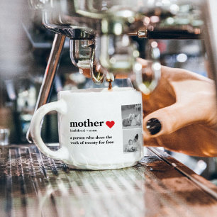 Modern Collage Photo & Text Red Heart Mother Gift Espresso Cup