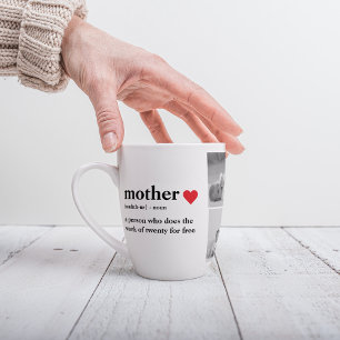 Modern Collage Photo & Text Red Heart Mother Gift Latte Mug