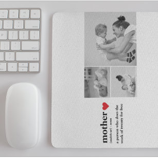 Modern Collage Photo & Text Red Heart Mother Gift Mouse Mat