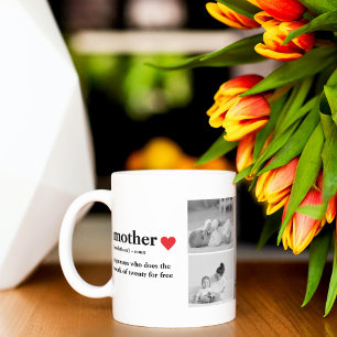 Modern Collage Photo & Text Red Heart Mother Gift Mug