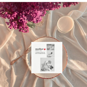 Modern Collage Photo & Text Red Heart Mother Gift Napkin