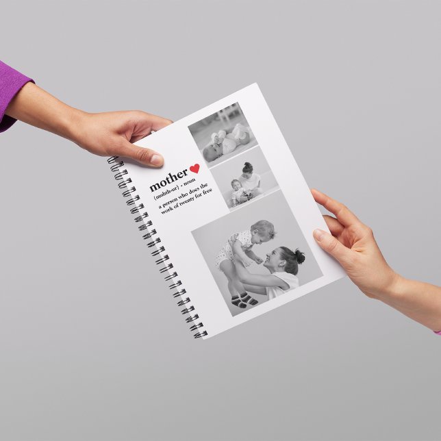 Modern Collage Photo & Text Red Heart Mother Gift Notebook (Creator Uploaded)