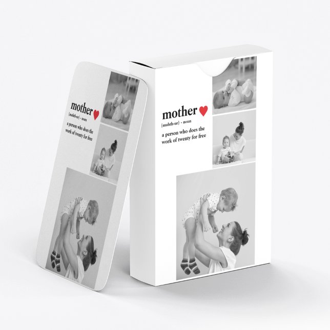 Modern Collage Photo & Text Red Heart Mother Gift Playing Cards (Creator Uploaded)