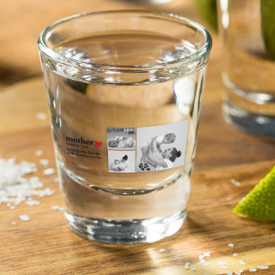 Modern Collage Photo & Text Red Heart Mother Gift Shot Glass