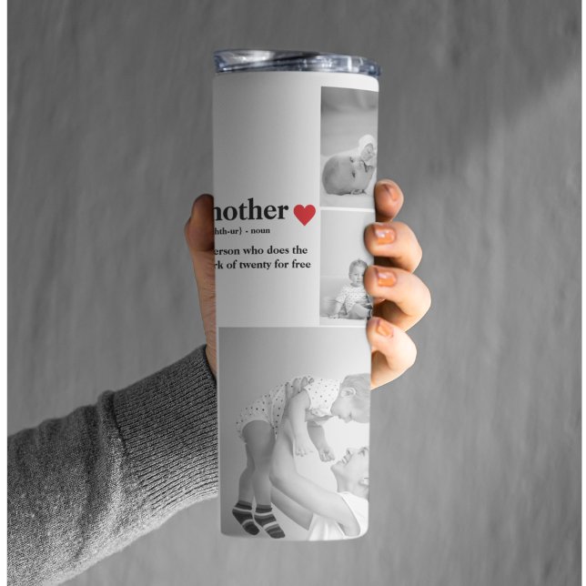 Modern Collage Photo & Text Red Heart Mother Gift Thermal Tumbler (Creator Uploaded)
