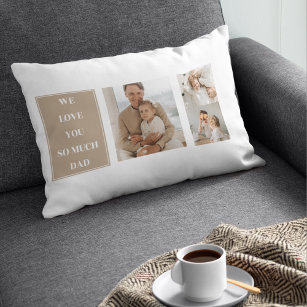 Modern Collage Photo & We Love Dad Gifts Lumbar Cushion