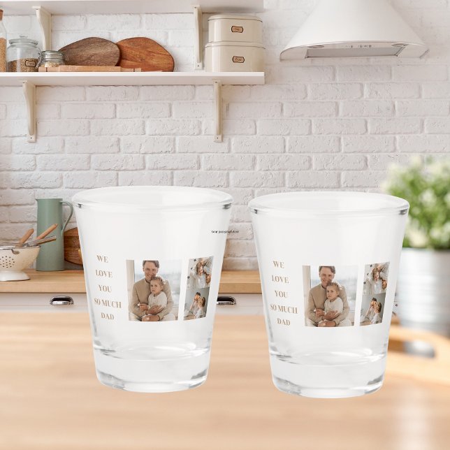 Modern Collage Photo & We Love Dad Gifts Shot Glass (Creator Uploaded)