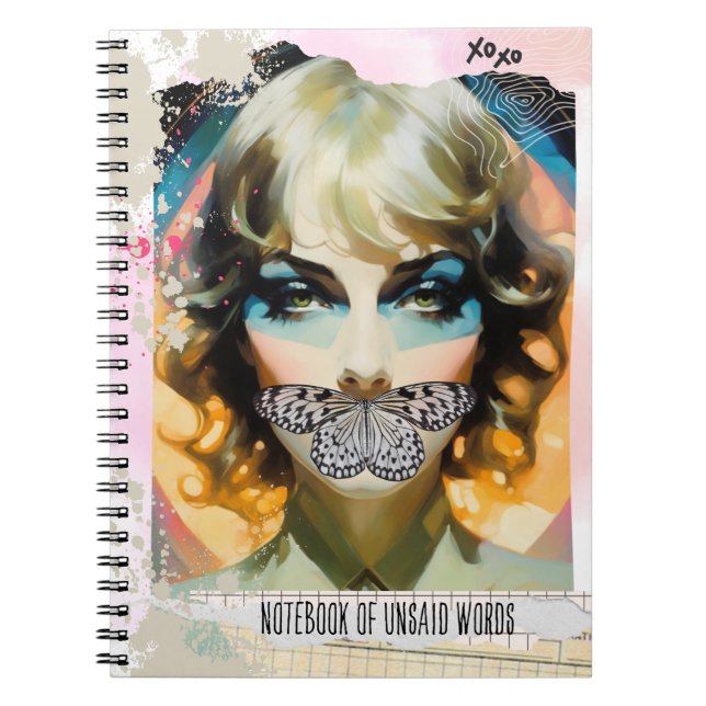 Modern Collage Portrait Notebook of Unsaid Words (Front)