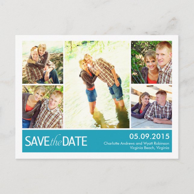 Modern Collage Save The Date Postcard (Front)