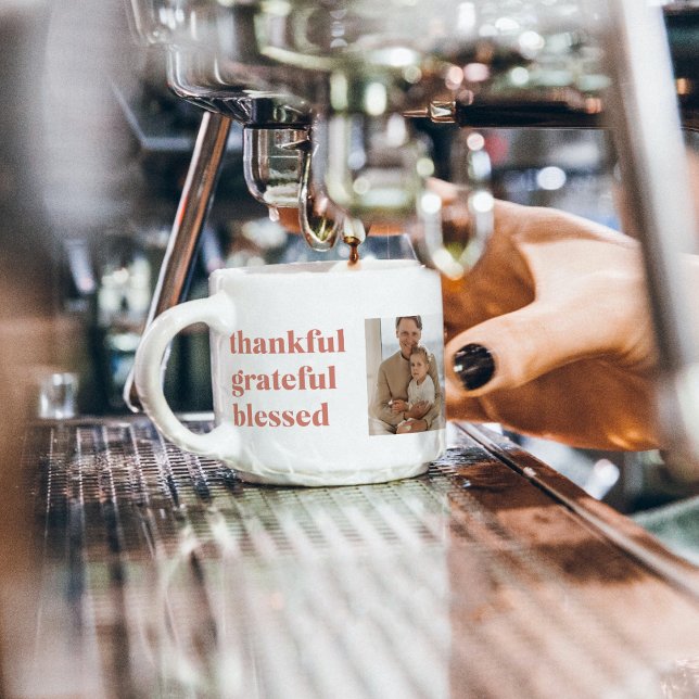 Modern Collage Three Photo | Happy Thanksgiving Espresso Cup (Creator Uploaded)