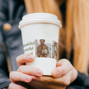 Modern Collage Three Photo Thanksgiving Paper Cups