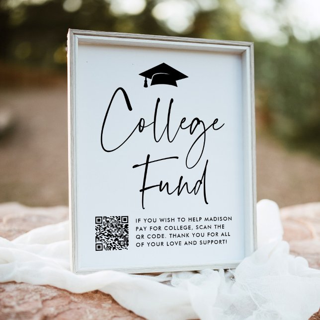 Modern College Fund Graduation QR Code Sign (Creator Uploaded)