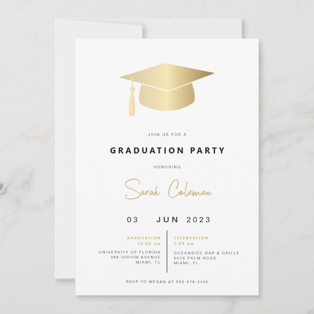 Modern College Graduation Party Invitation School  (Front)