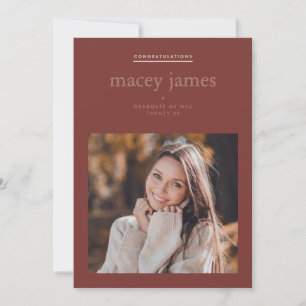 Modern College Graduation Photo Announcement Card