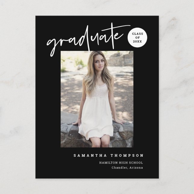 Modern College University High School Grad Photo Postcard (Front)