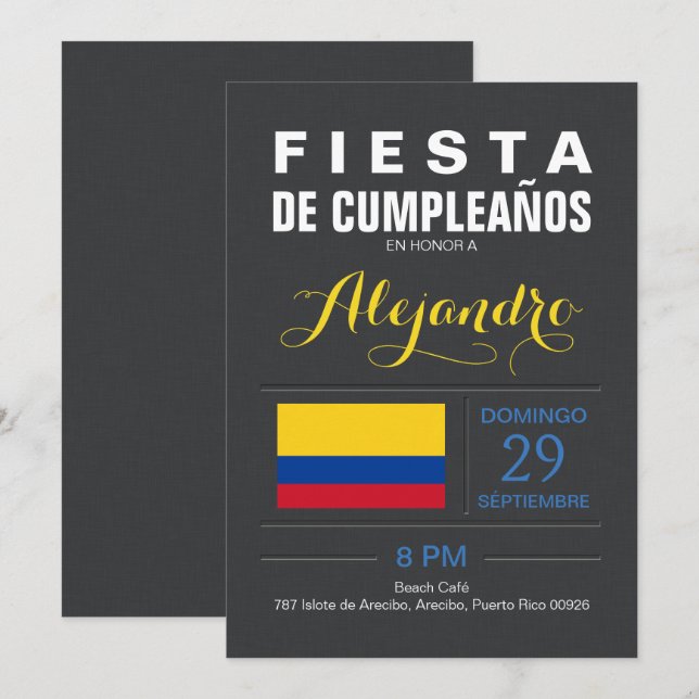 Modern: Colombia Party Invitation (Front/Back)