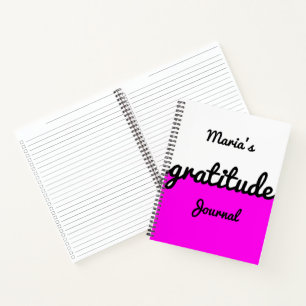Modern Color Block Hot Pink Black White Gratitude Notebook
