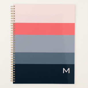 Modern Color Block Pink Gray Custom Monogram Planner