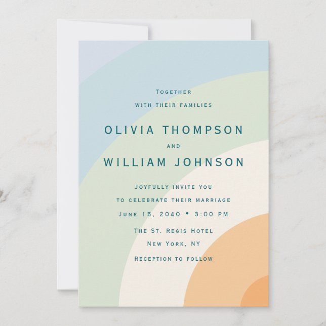 Modern Color Block Wedding Invitation (Front)
