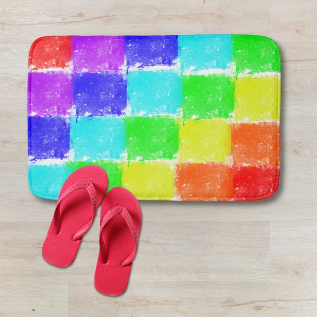 Modern Color Blocks Abstract Pattern Bath Mat (Creator Uploaded)