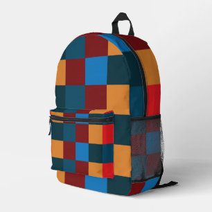Modern Color Checkered Checkerboard Printed Backpack