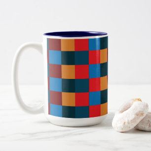 Modern Color Checkered Checkerboard Two-Tone Coffee Mug