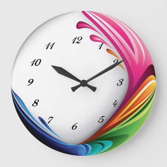 Modern Color Wave Wall Clock (Front)