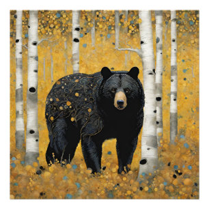 Modern Colorado Aspens Mountain Bear Photo Print