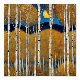 Modern Colorado Aspens Mountain Fall Poster