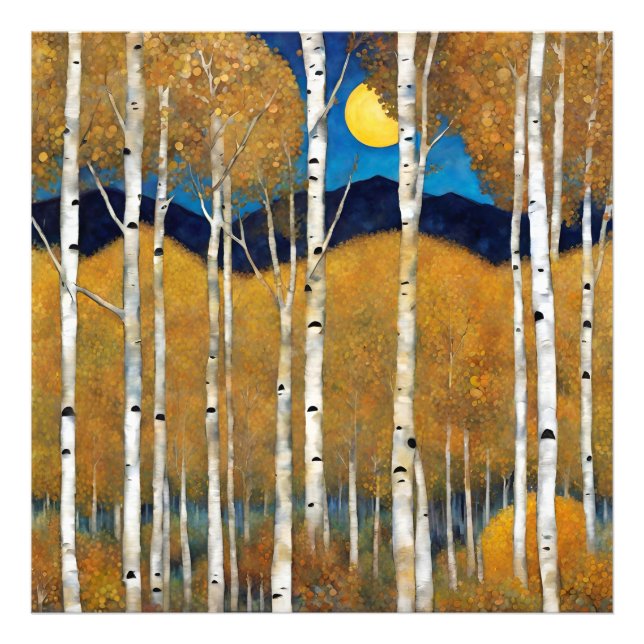 Modern Colorado Aspens Mountain Fall Poster (Front)