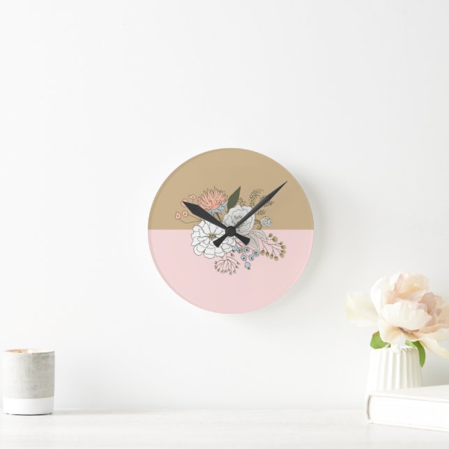 Modern Colorblock Bouquet Round Clock (Home)