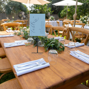 Modern Colorblock Guest Name List Light Blue Table Number