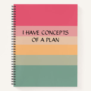 Modern Colorblock Horizontal Stripe Pink Monogram Notebook