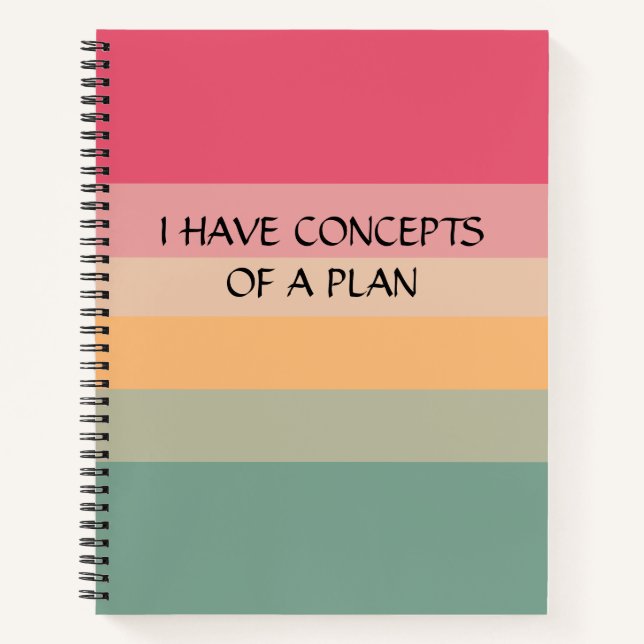 Modern Colorblock Horizontal Stripe Pink Monogram Notebook (Front)