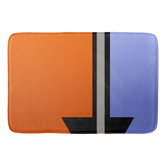 Modern Colorblock Orange, Periwinkle, Black, Grey Bath Mat (Front)