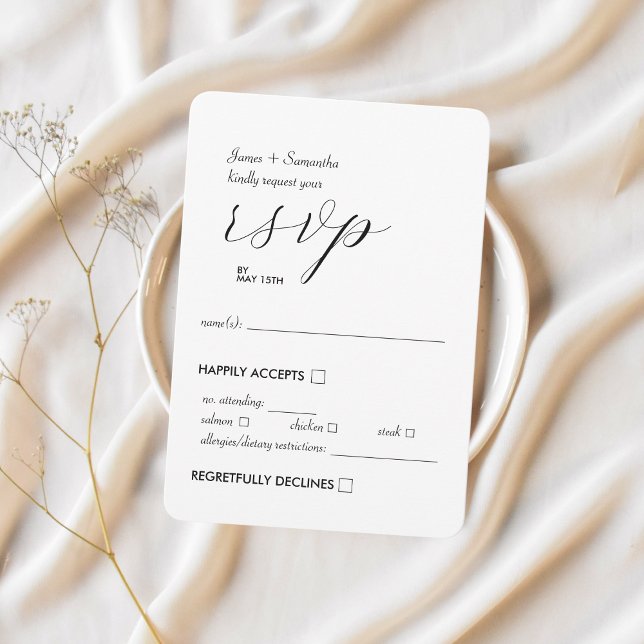 Modern Colorblock Wedding Affair | Black on White RSVP Card (Creator Uploaded)