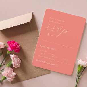 Modern Colorblock Wedding Affair Dark Coral RSVP Card