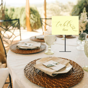 Modern Colorblock Wedding   Butter Yellow Table Number