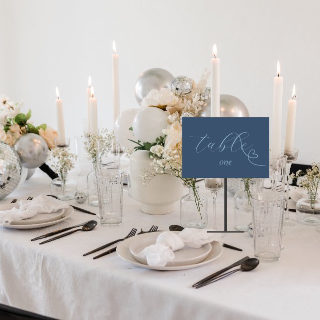 Modern Colorblock Wedding | Dark Blue Table Number (Creator Uploaded)