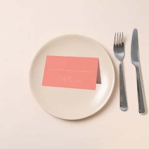 Modern Colorblock Wedding   Dark Coral Place Card